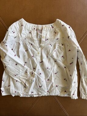 Bonpoint Lightweight Cream smocked top blouse sz 4